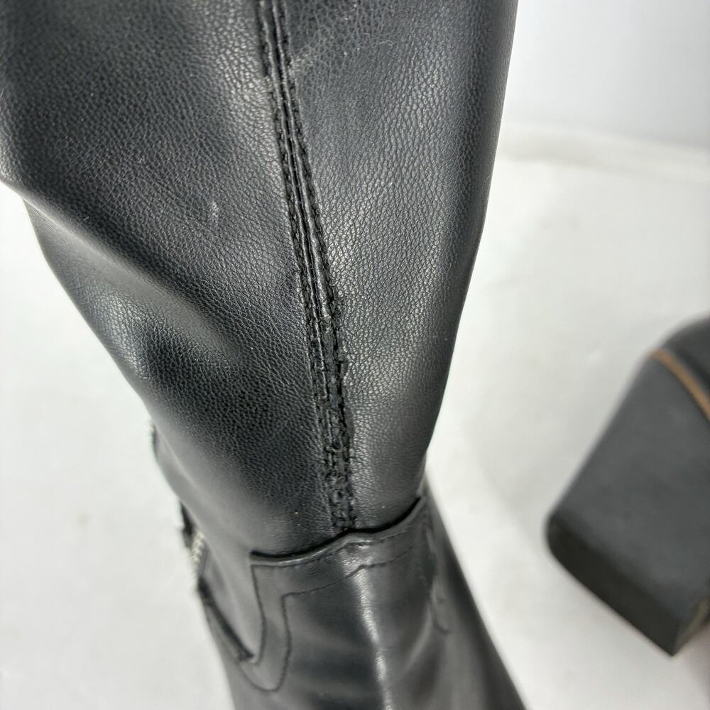 Dolce Vita Rutger Boots Womens 9 Black Leather Pointed Toe Wedge Ankle Boots - Picture 7 of 8